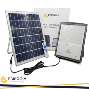 Proiettore LED 200w Luce Fredda con Pannello Solare 2000 Lumen